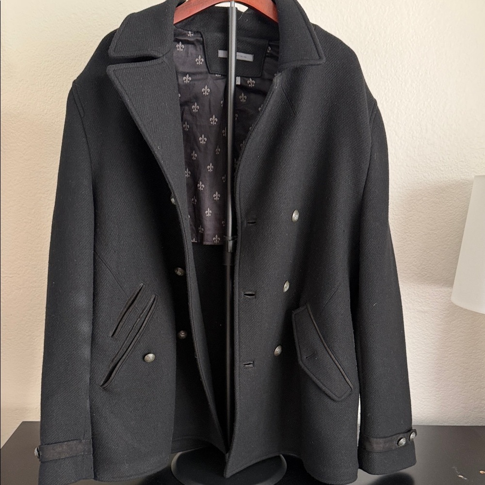 John Varvatos Classic Wool Black Pea Coat